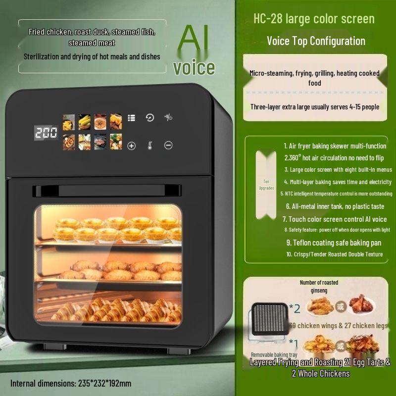 Multifunctional Electric Oven Air Fryer with Visual Window and Large Capacity for Home Baking