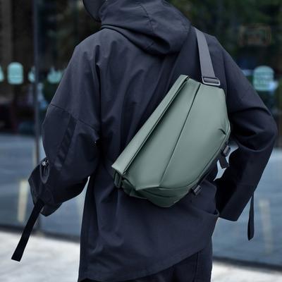 Men Crossbody Bag with Cup Holder Waterproof Chest Bag Magnetic Buckle Sling Bag Shoulder Bag for Commuting Street Travel