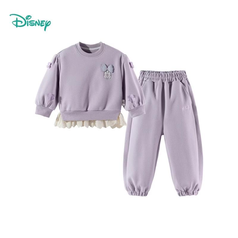 Disney Girls' Casual Sweet Ruffle Bow Sweatshirt Set