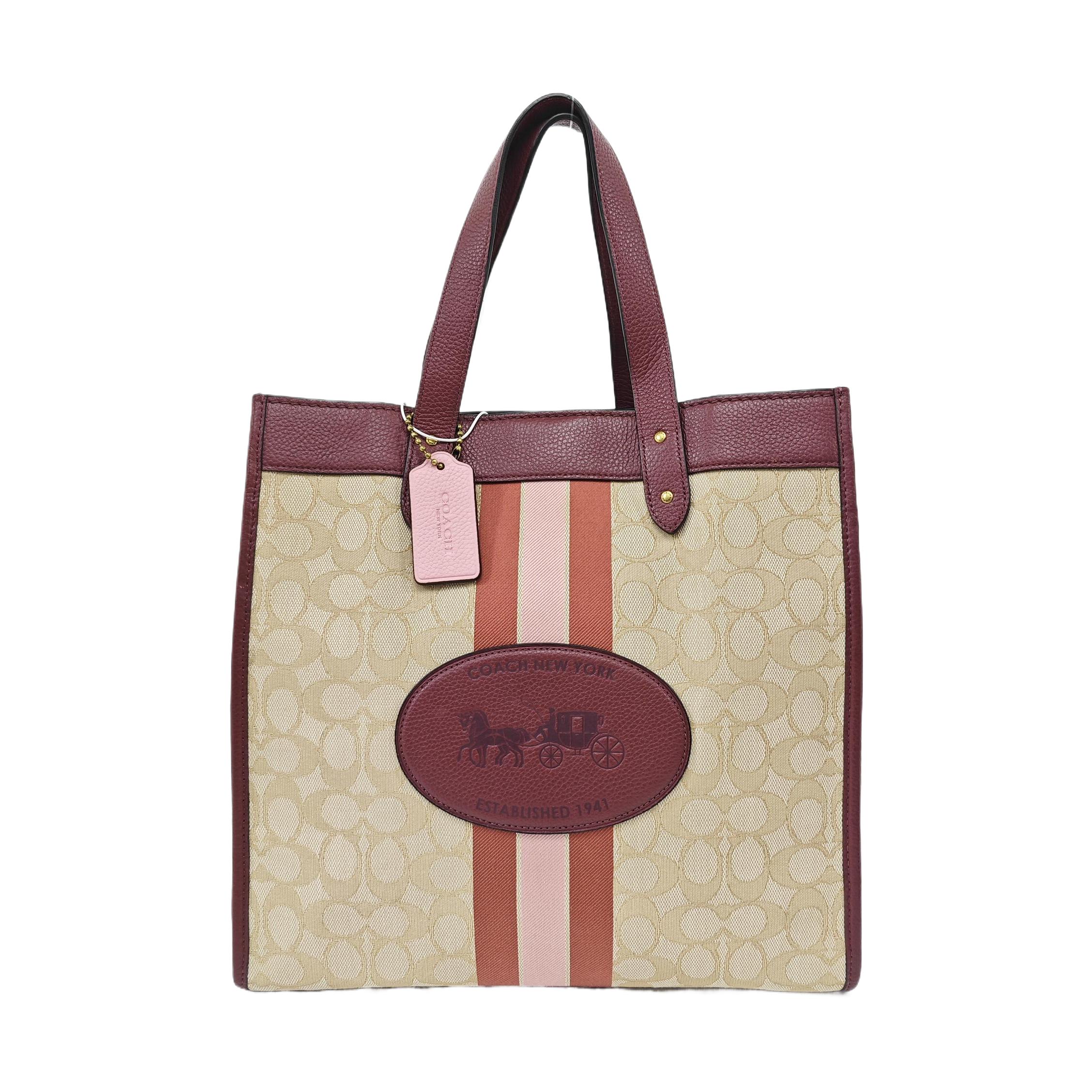 [Pre-Owned] Field 0 Vertical Jacquard Fabric With Leather Tote Bag - Very Good #1HQUU41 ONE SIZE