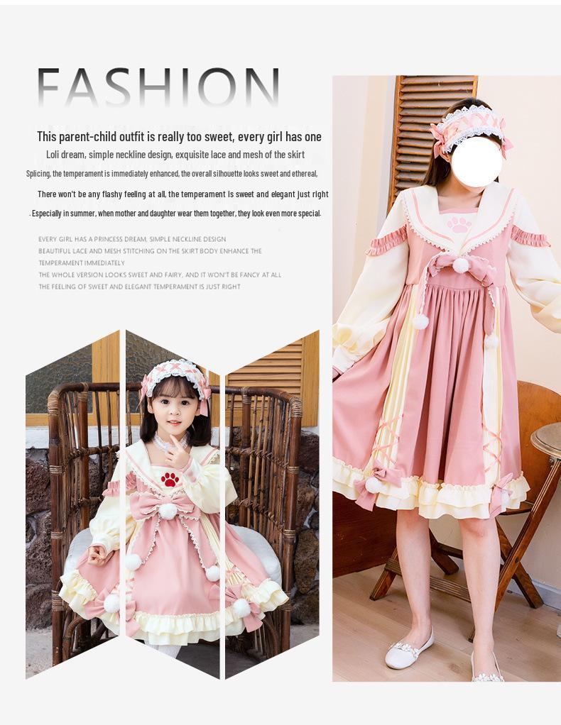 Girls' Lolita Cute Dress with Warm Fleece Lining - Spring & Autumn Formal Princess Dress for Small to Medium Primary School Children
