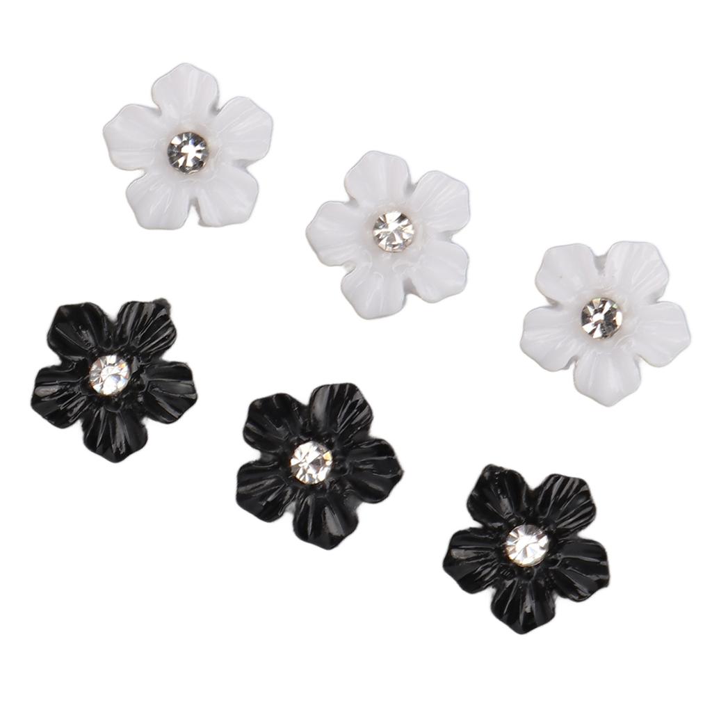 3D Blumen Nagelkunst Dekorationen Schwarz Weiß 5 Blütenblatt Blume Nagel Ornamente für DIY Nageldekoration