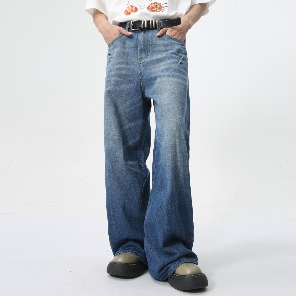 Men's | American Lightning Wash Loose Straight Wide Leg Jeans Casual Versatile Daily