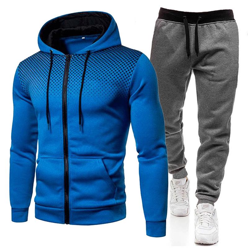 Gepunkteter, fleecegefütterter Sport-Hoodie & Sweatpants-Set für Herren & Damen - Winterkollektion