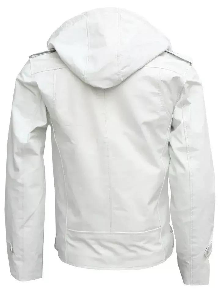 Neue Herrenjacke Weiß Echtes Lammfell Echtleder Handgefertigt Lammfell Stilvoll Weich