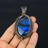 Labradorite Pendant, Handmade Gemstone 999 Copper Wire Wrapped Pendant Antique Jewelry, For Gift Silver Jewelry