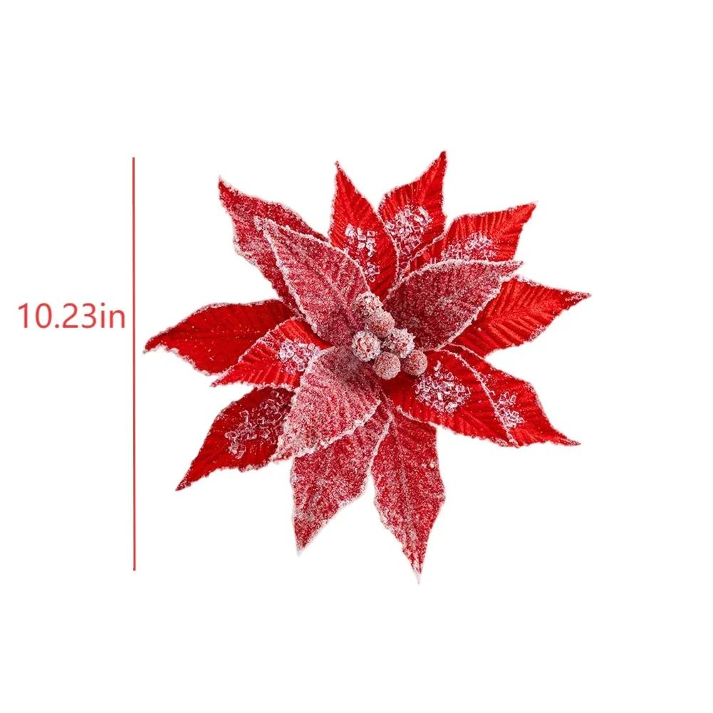 1 Stück 26cm Weihnachtsbaumdekoration Weihnachten Simulationsblume Reifblume DIY Partyatmosphäre Dekorationen
