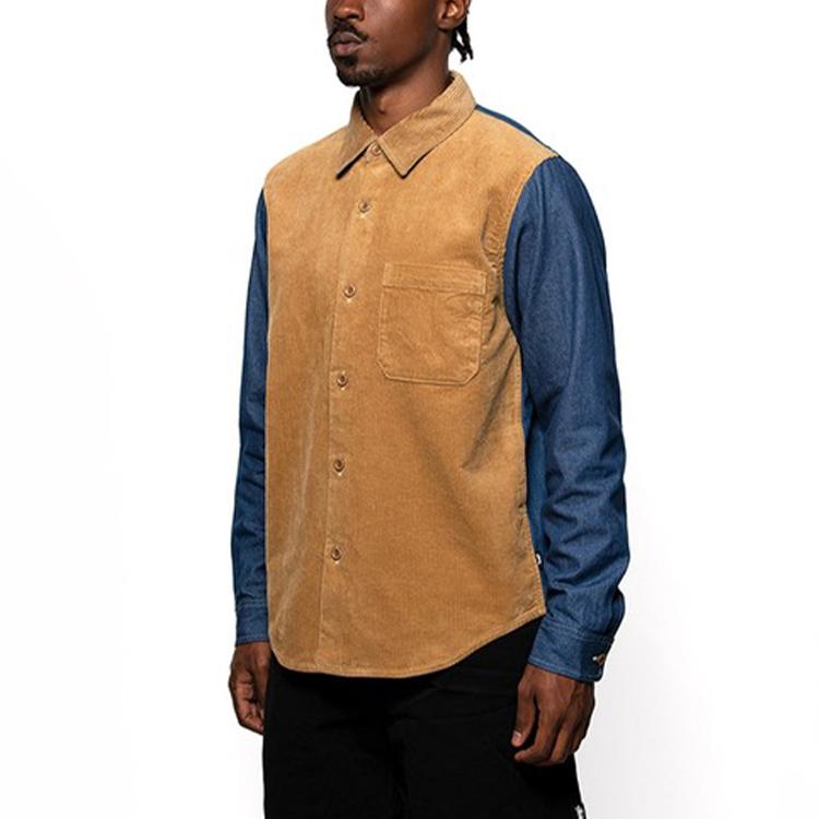 Stussy Color Block Fashion Denim American Vintage Shirt Unisex Shirts Ginger-Yellow 1110126
