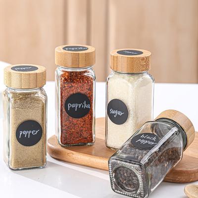 3Pcs Glass Seasoning Jar Set with Airtight Lid And Labels Square Salt Shaker Bottle for Outdoor BBQ Spice Container for Camping Kitchen Storage