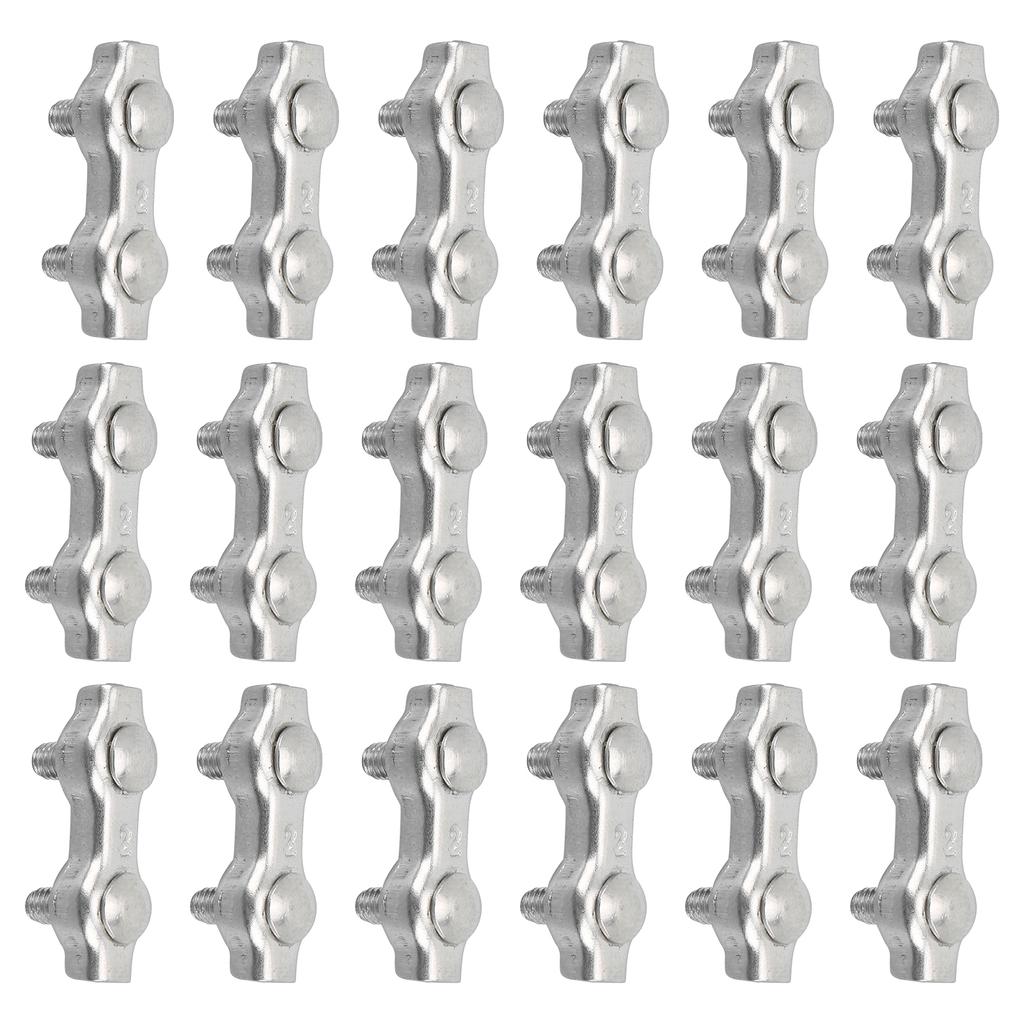 18pcs M2 Duplex Wire Rope Clip Cable Clamps Stainless Steel Duplex 2‑Post Cable Clamp