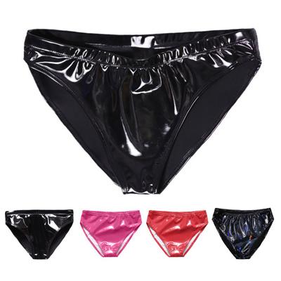 Women Panties Glossy Surface Breathable Solid Color Triangle Shape Elastic Waist Honeymoon Underwear