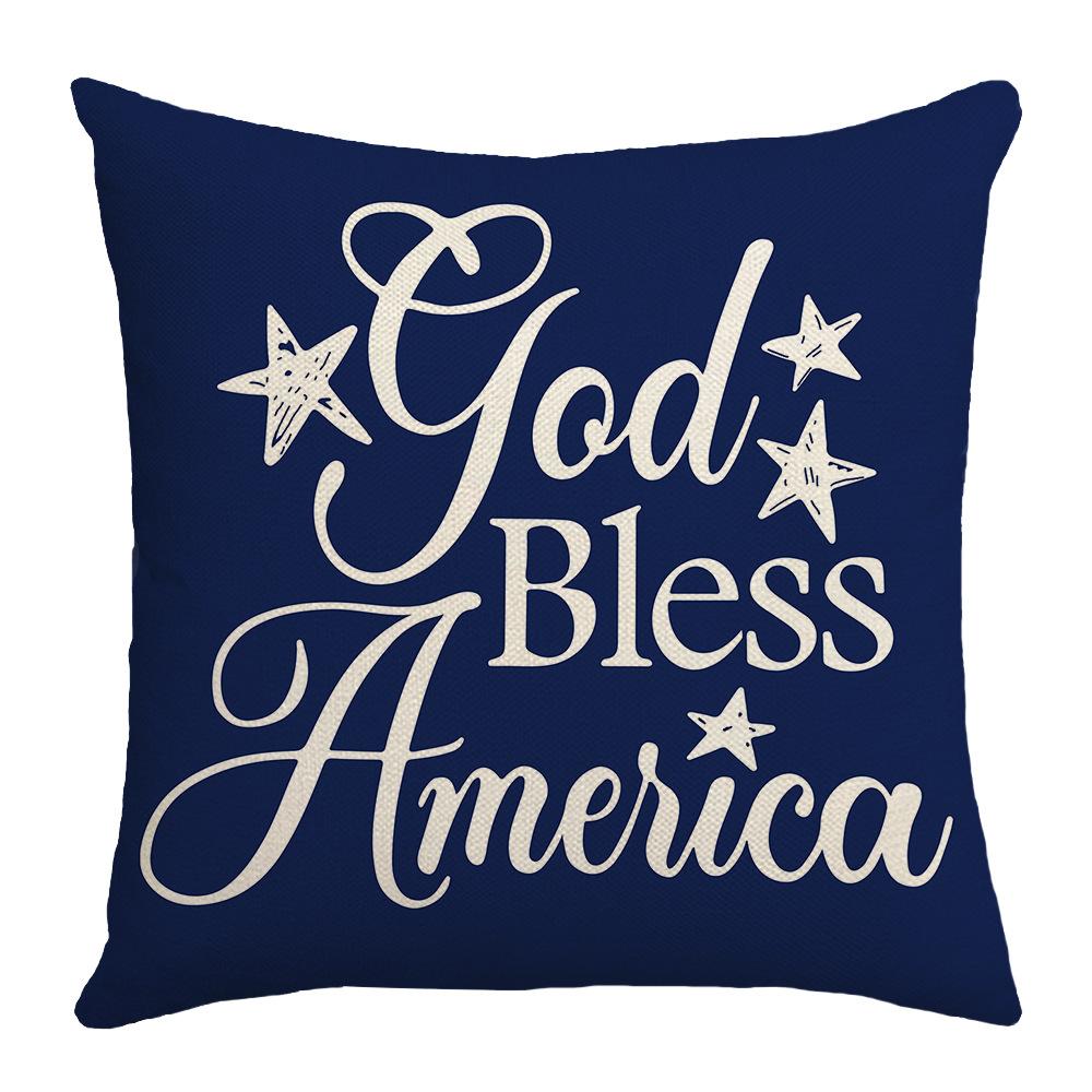 New Product Simple Letter Print Home American Flag Pillow Linen Sofa Office Pillow Cover Cushion Cover