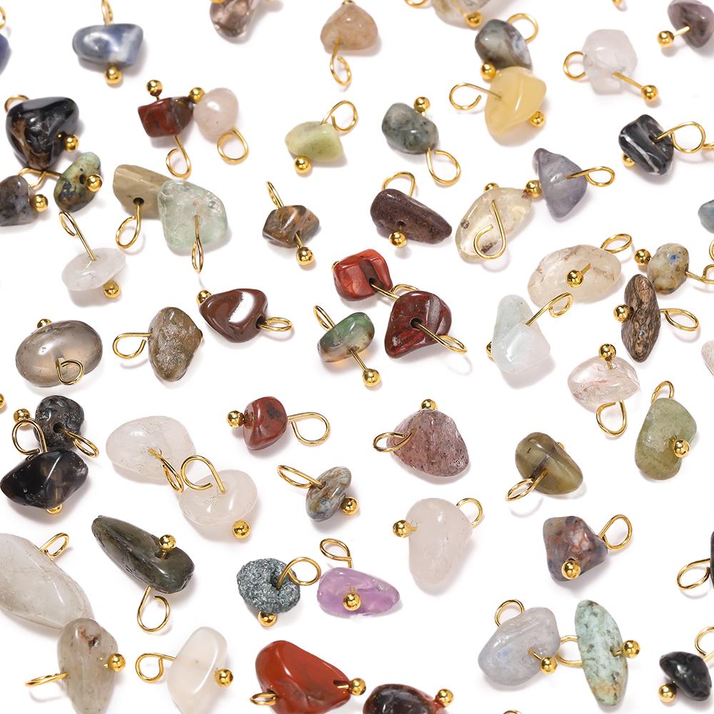 5Pcs Irregular Natural Stone Bead Pendant Multicolor 3-20mm Broken Stone Pendant Nine Needle Pin for Necklace DIY Jewelry Making