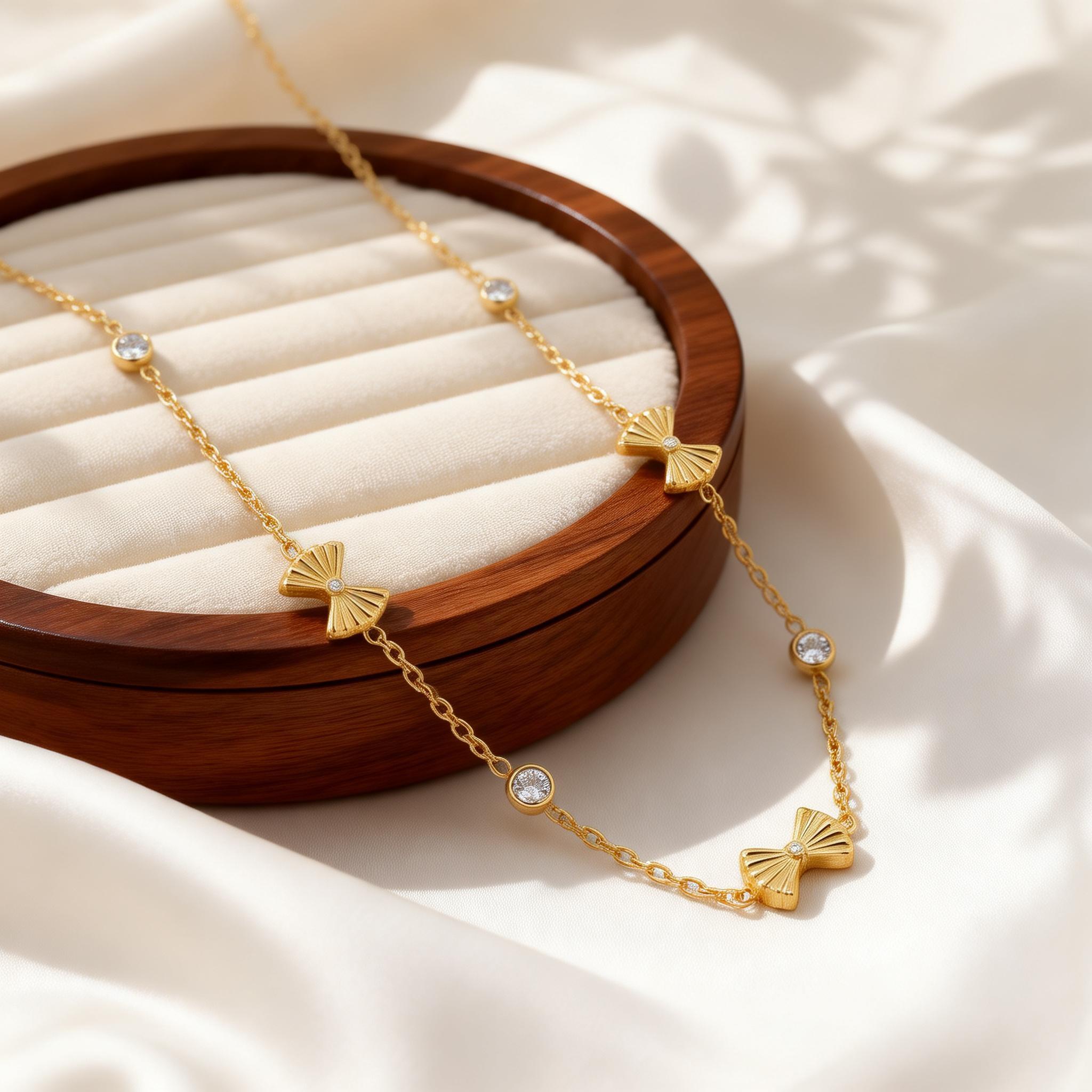 

Stainless Steel Bowkont Zircon Necklace Women s Bow Necklaces Chic Party Wedding Jewelry Gift