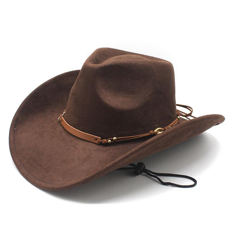 Western Cowboy Hat With Suede Velvet Material Big Brim For Fall Winter Fashion