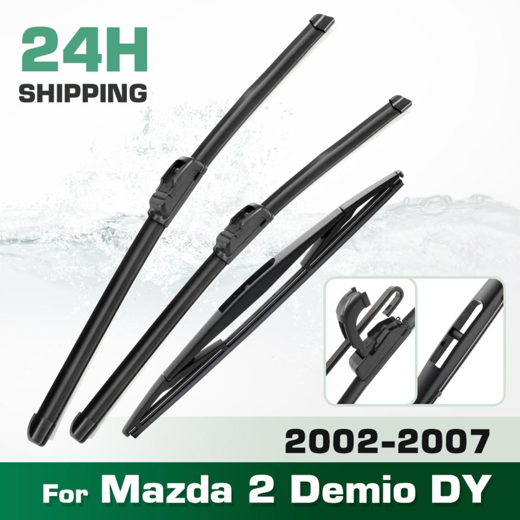 Für Mazda 2 Demio DY 2002-2007 2003 2004 2005 Wischer vorne & Heckwischerblätter Windschutzscheibenwischer Fensterwischer 24"+16"+14
