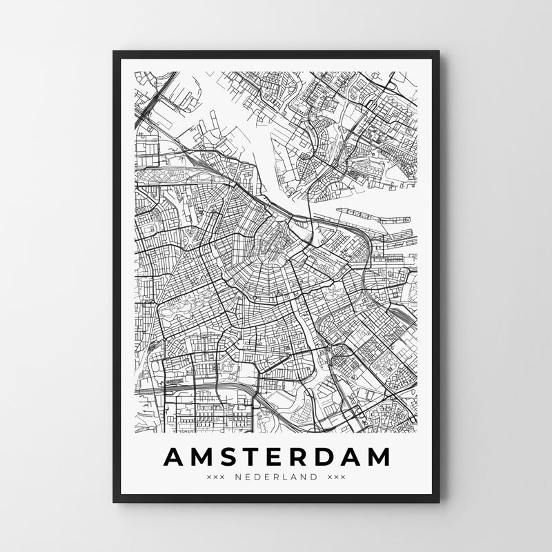 Poster Map City Plan Amsterdam