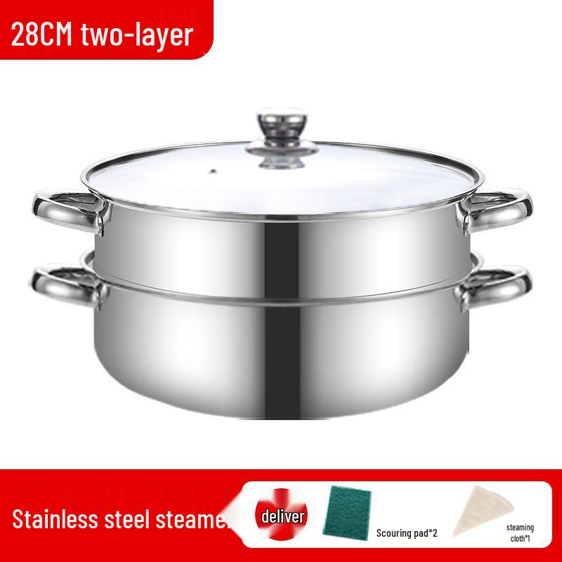 Stainless Steel Multi-Layer Steamer Stockpot for Induction & Gas Stoves