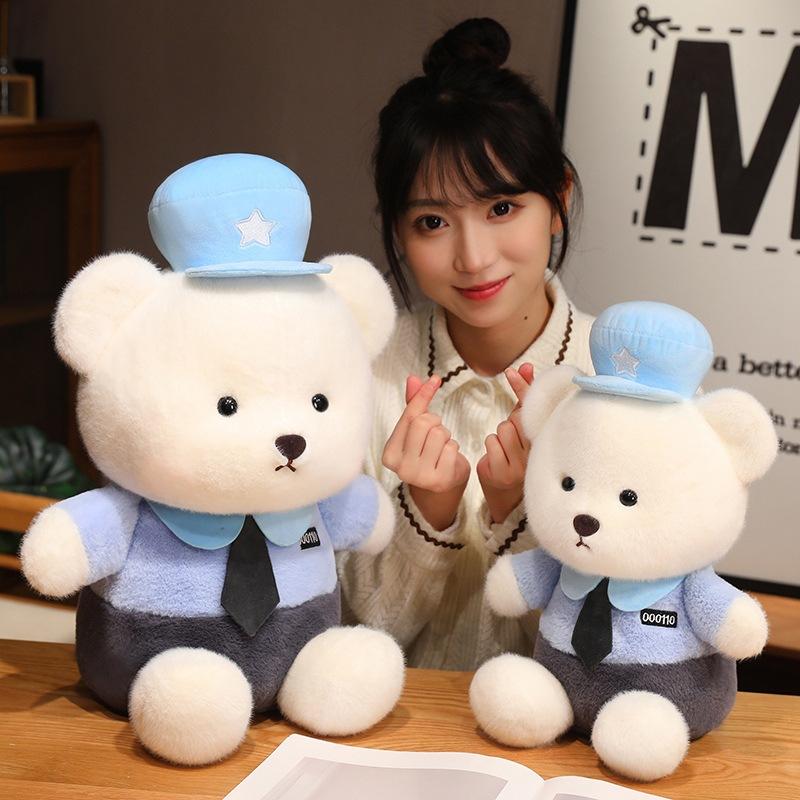 Cartoon Cute Police Bear Doll Plush Toy Traffic Police Bear Hug Bear Doll Doll