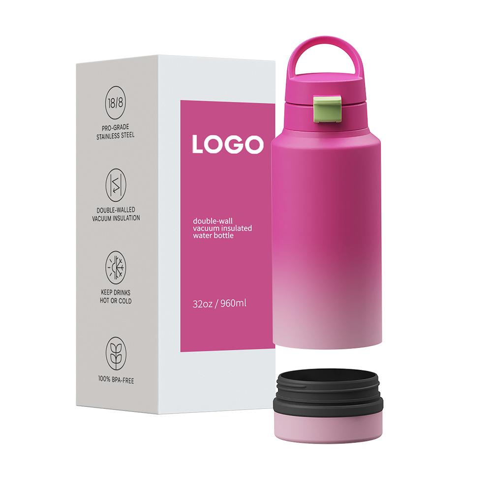 

New product bottom removable storage sports kettle 32oz multi-functional storage compartment 304 stainless steel 32oz（26+6oz） рожевий червоний колір