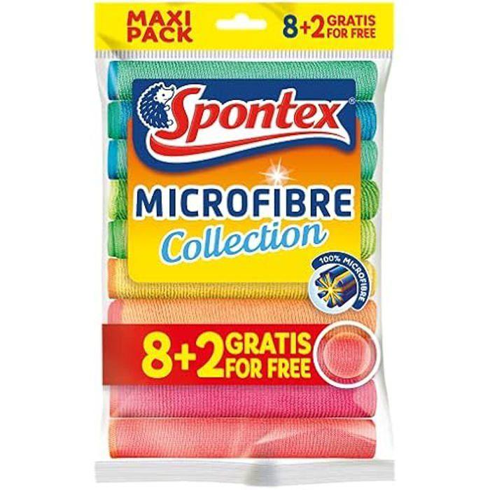 Spontex Lingettes Multi-usages En Microfibre 8+2 Gratuites, 1 Paquet - Chiffons En Microfibre Colorés