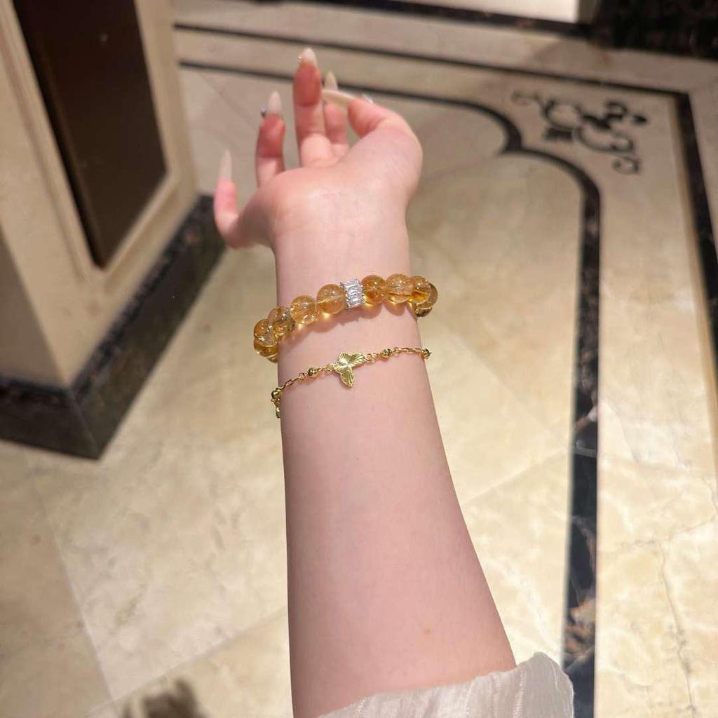 Huangtashan Yellow Citrine 10mm Crystal Bracelet - Perfect Gift for Best Friend or Girlfriend