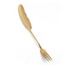 HANYANG Feather Spoon Golden 304 Stainless Steel Fruit Fork Literary Small Spoon Spoon Spoon Creative Tableware Colorful Feather Spoon