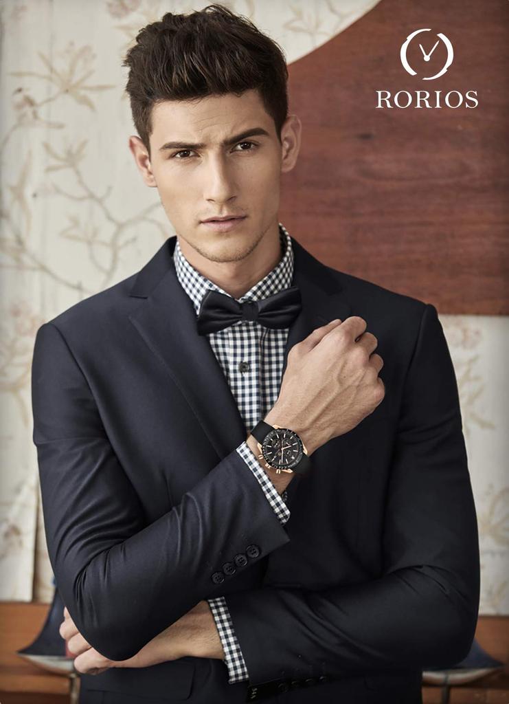 RORIOS Herren-Quarzuhr, Leuchtende Sportuhr mit Analoganzeige, Kalenderfunktion, Chronograph, Silikonarmband, Geschäftsgeschenk