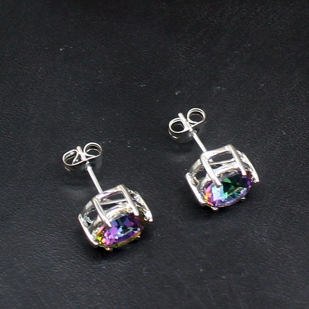 Hermosa Fashion Gentle Rainbow Fire Mystical Topaz Cercei tip argint 925 Bijuterii Cadouri pentru femei Fete 20213773