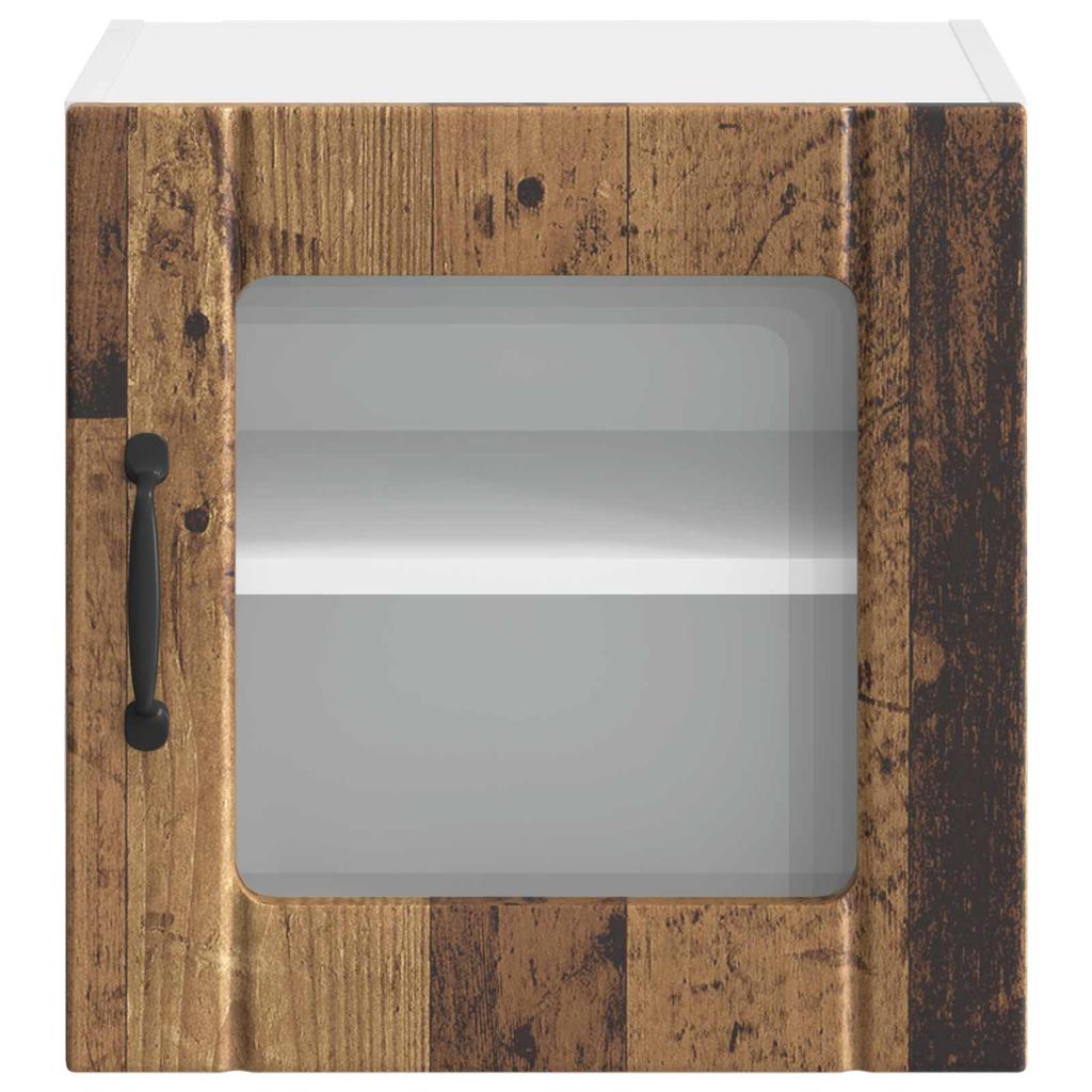 Wall Mounted Glass Cabinet LUCCA Rustic Wood Look 40 x 31 x 40 cm Particleboard