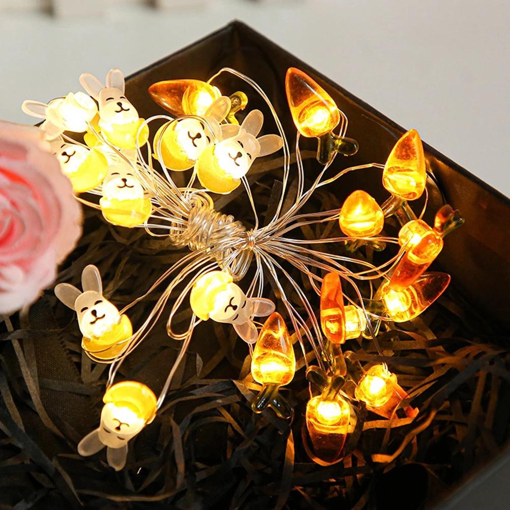 Easter Bunny Decoration Light 2 Meter 20 Led LED Bunny String Lights Battery Operated Rabbit Shaped 