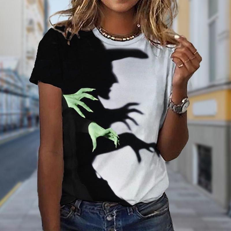 Mode Damen Dämonenjäger Print T-Shirt Lustiges Lässiges O-Ausschnitt Kurzarm T-Shirt Sommer Damen T-Shirt