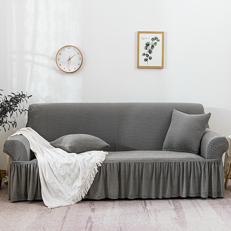 Universal Stretch Sofa Cover Cat-Proof Dust-Resistant Easy Fit for All Sofas Solid Color Protective Slipcover Easy Clean