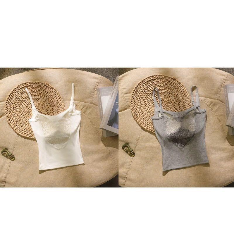 Elegantes Camisole mit Spitzeneinsätzen für Damen: Sommer-Top mit Brustpolstern & sexy Rückendesign