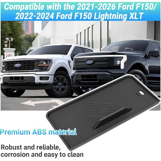 Center Console Organizer Compatible With -2026 Ford F150/-2024 Ford F150 Lightning XLT Accessories, Hidden Panel Secret Pocket Lid With USB