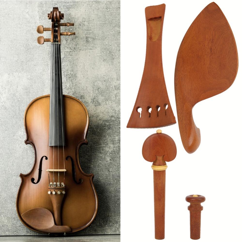 Jujube Wood Violin Tailpiece Set Wooden Color Violin Chin Rest  Violin Replacement