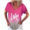 Women's casual short-sleeved V-neck gradient positioning printing T-shirt top