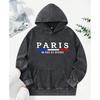 The Pairs Art Letter Print Female Washed Hoody Fashion Streetwear Autumn Cotton Clothes Soft Loose Female Hoodie