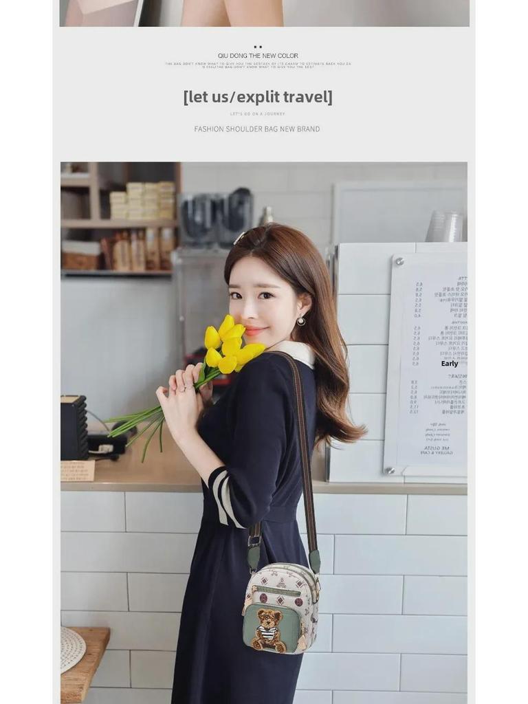 Sac à bandoulière mini mode femme 2022 en cuir souple multicouche - Petit porte-monnaie rond pour téléphone