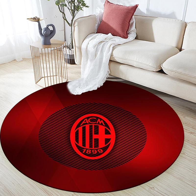 Associazione Calcio Milan3 Round Area Rug,Carpet Rug for Living Room Bedroom Sofa Playroom Decor,Non-slip Floor Mat