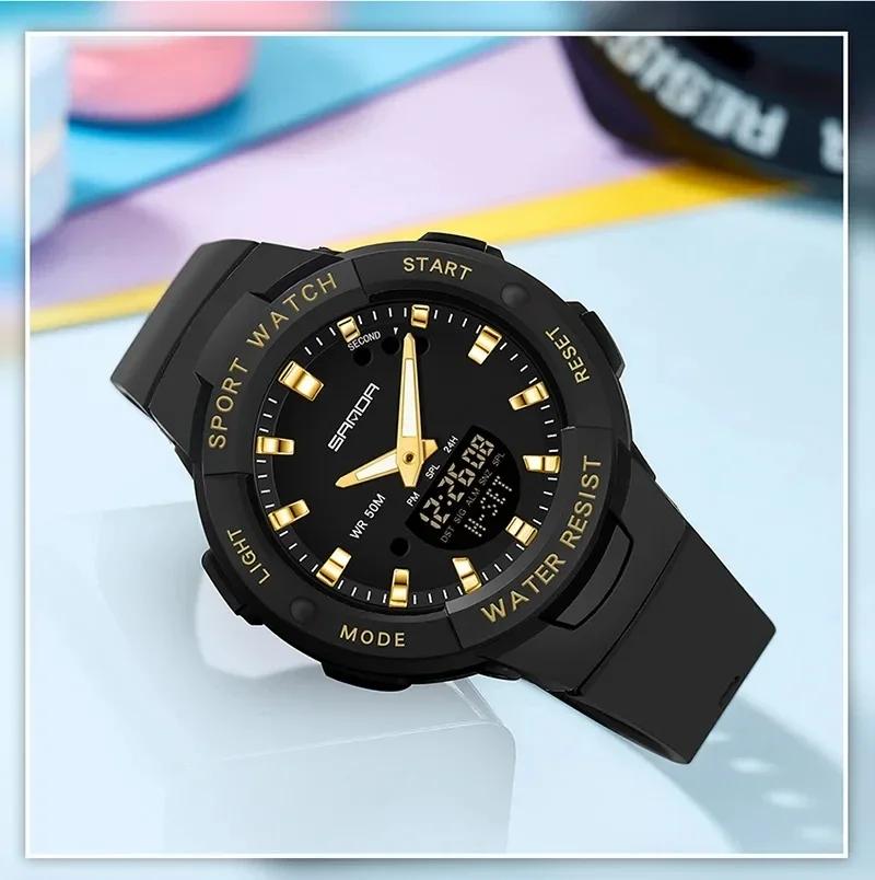 SANDA 6005 Feminino Luxury Sport Military Women's Watches 5ATM Waterproof blueFashion Quartz Watch for Female Clock Relogio