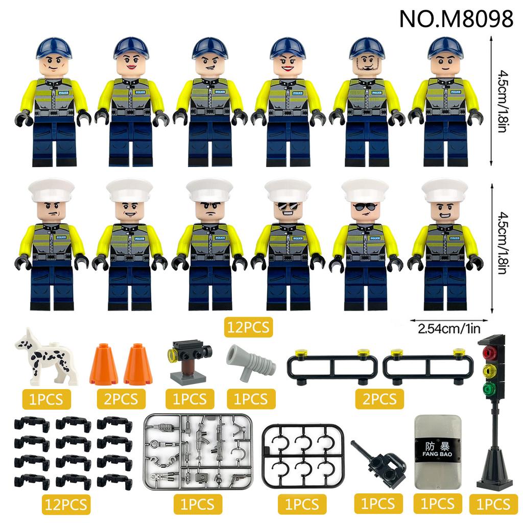 Package P1 Traffic Police Manzai Wu Motorcycle Children'S Small Particles Assembled Building Block Toys