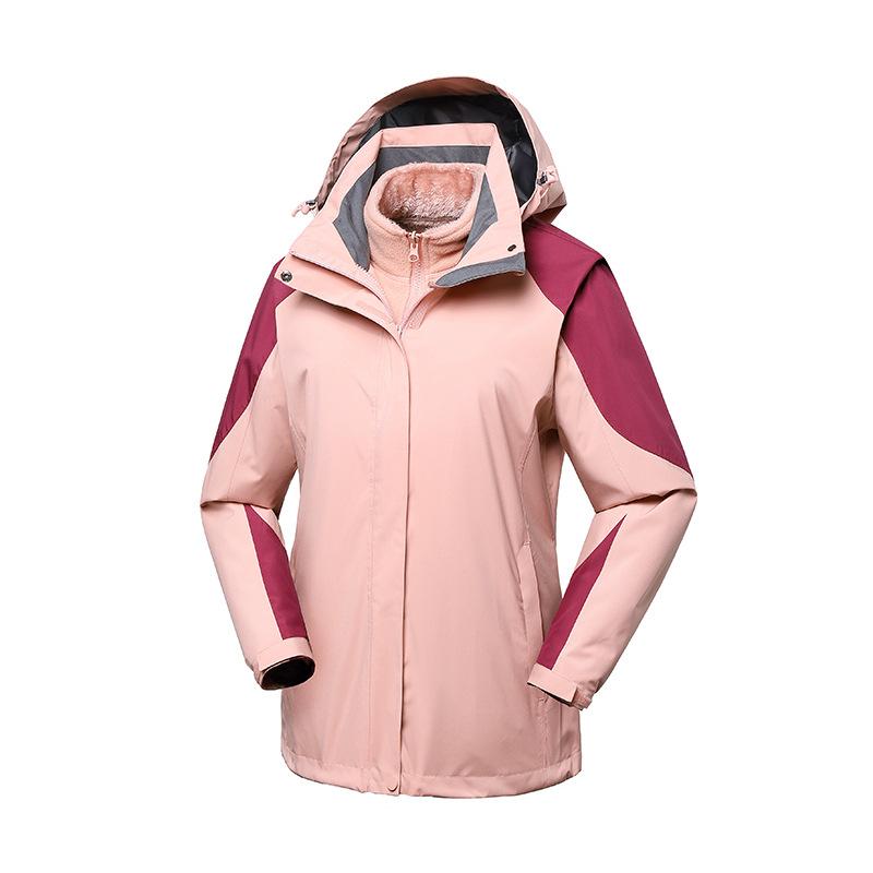 

Autumn and Winter Outdoor Jacket Coral Velvet Liner Thickened Warm Three-in-one Mountaineering Jacket Waterproof Jacket for Women 4XL