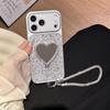 Apple 17 Pro Max High-End Rhinestone Mirror Stand Case for Women - Drop-Proof, Stylish Fit for 16 Pro and 15/14/13 Series.