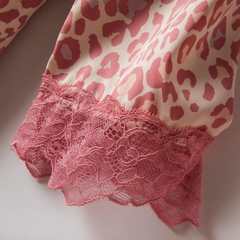 Sommer neue sexy Nachthemd rosa Leopardenmuster Nachthemd dünne Pyjamas Eis Seide Damen Loungewear kann draußen getragen werden