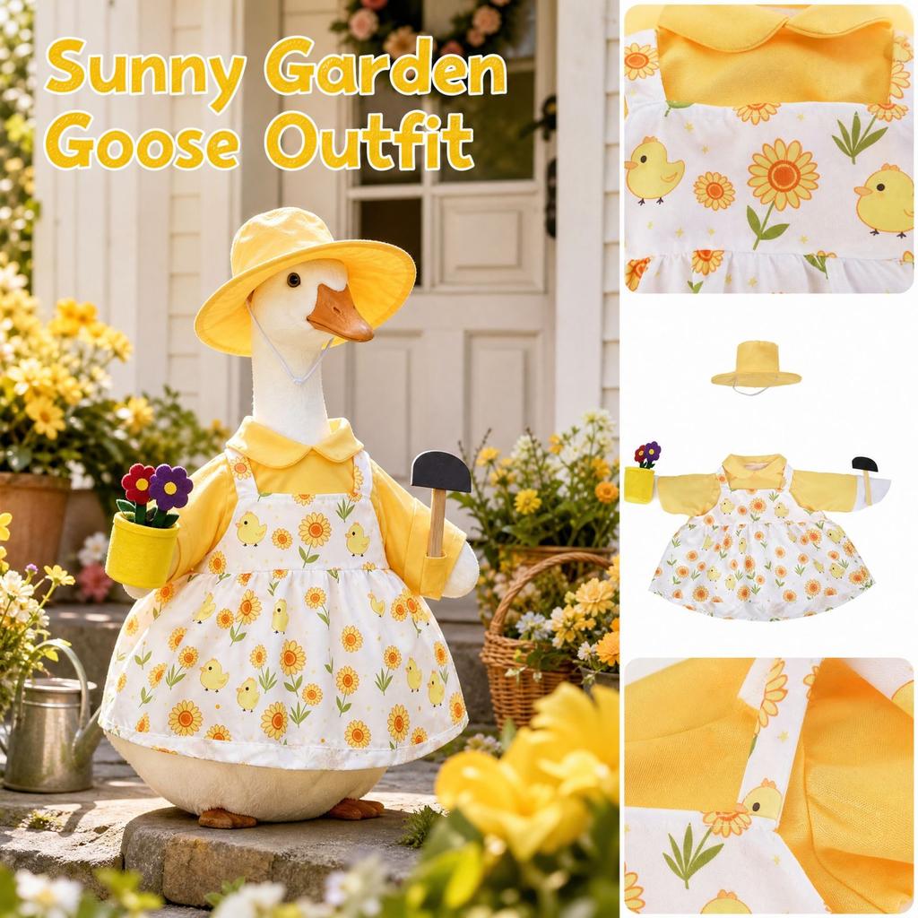 Porch Gardener Outfit with Hat - 2 Piece Costume for Yard Decoration