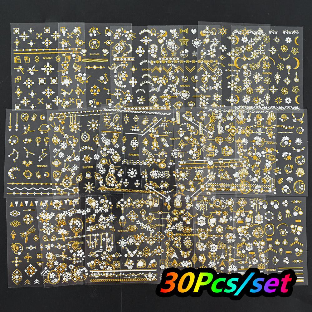 30 Stück Weihnachten Geprägt Glitzer 5D Nagelaufkleber 6*5cm Elch Schneeflocke Bär Schneemann Xmas Aufkleber Winter Maniküre Glitzer Aufkleber