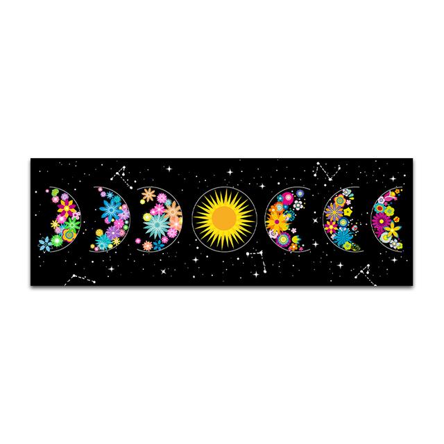 Poster Stampa Arte Murale Luna Dorata Creativa Pittura su Tela Fasi Lunari Immagini Solari Pianeta per Decorazione Camera Bambini Cuadros