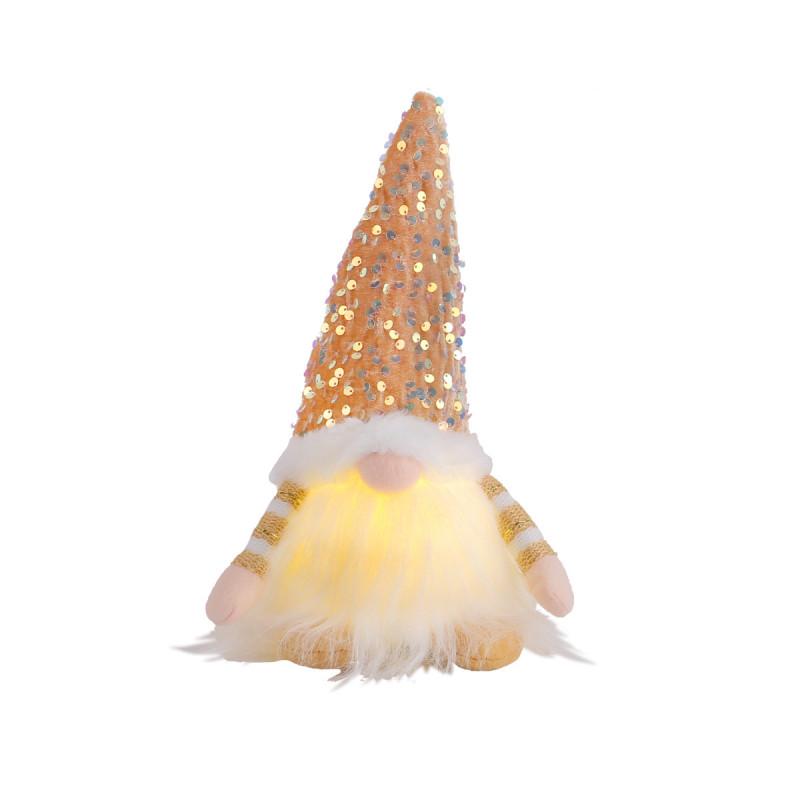 Glowing Gnome Christmas Xmas Light Up Doll Sequin Faceless Dwarf Led Decor