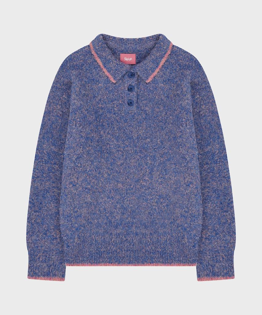 SINOON Mixed Boucle Collar Knit (Blue)